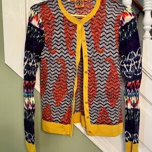 Tory Burch Orange and Yellow Cardigan Sweater